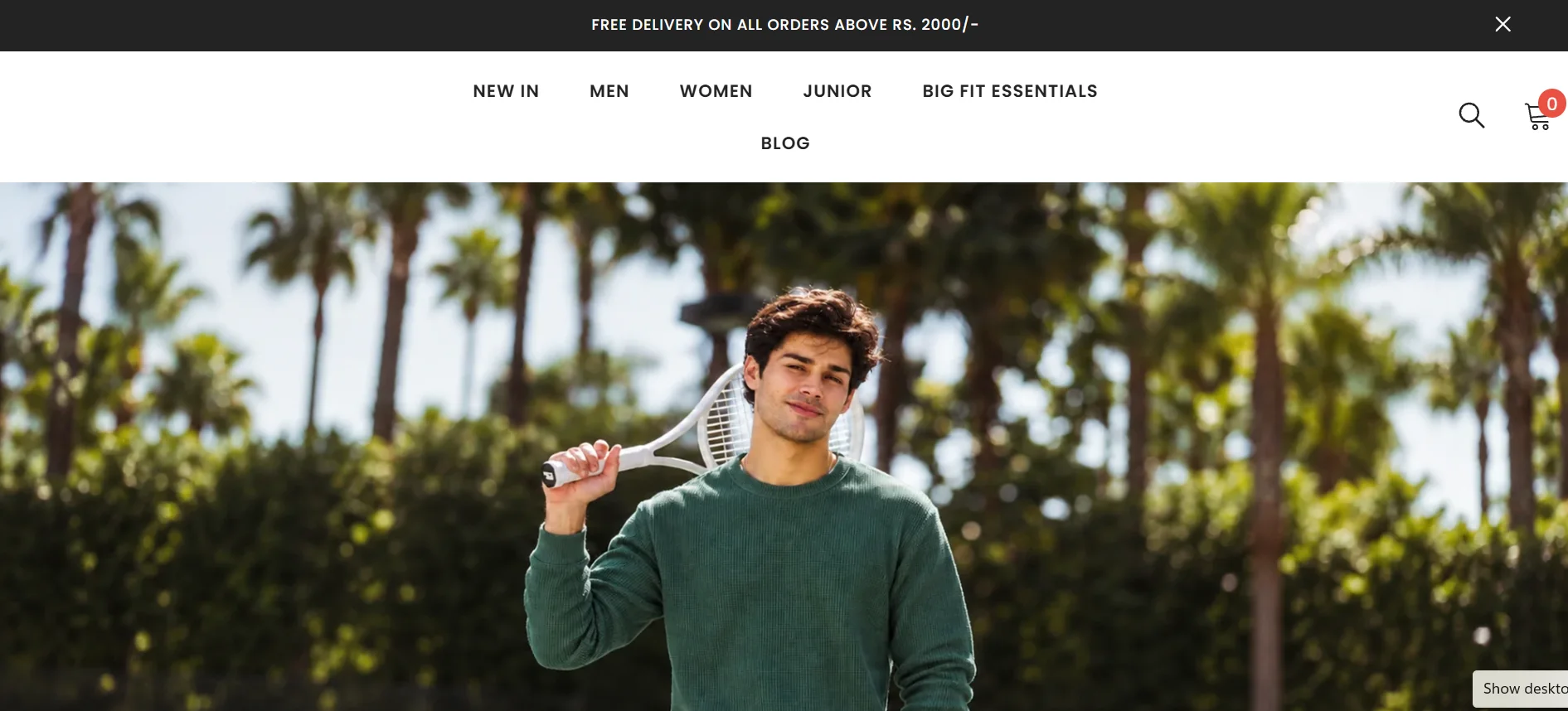 Adam Clothing homepage screenshot
